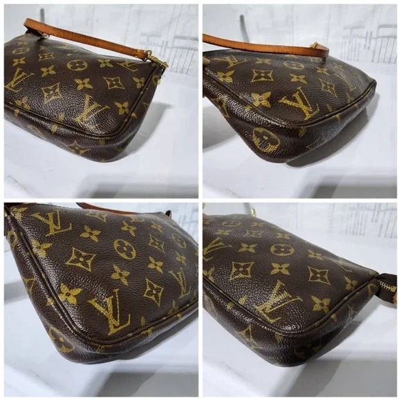 Authentic LOUIS VUITTON Accessorie Monogram Pochette Brown